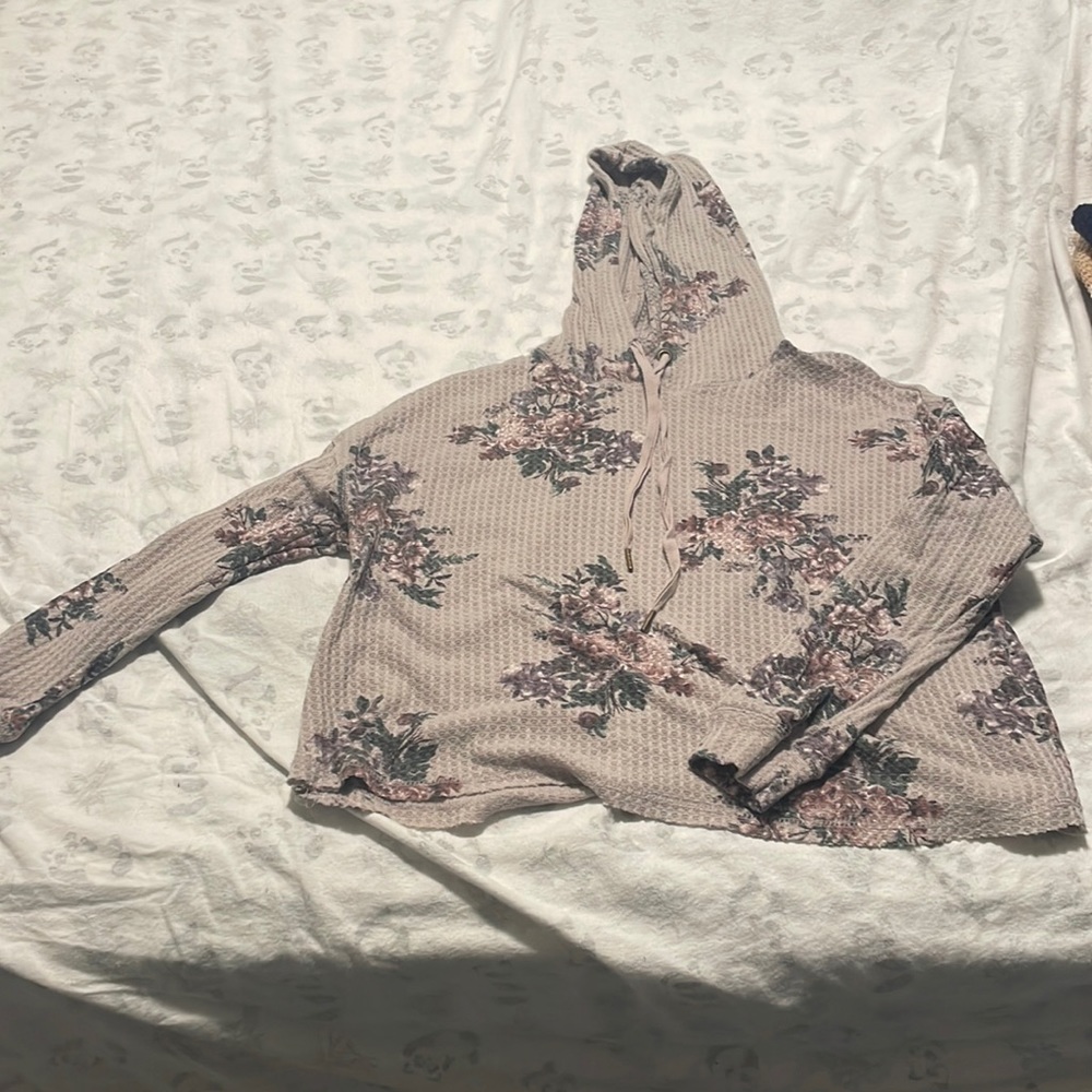 Pink floral hoodie